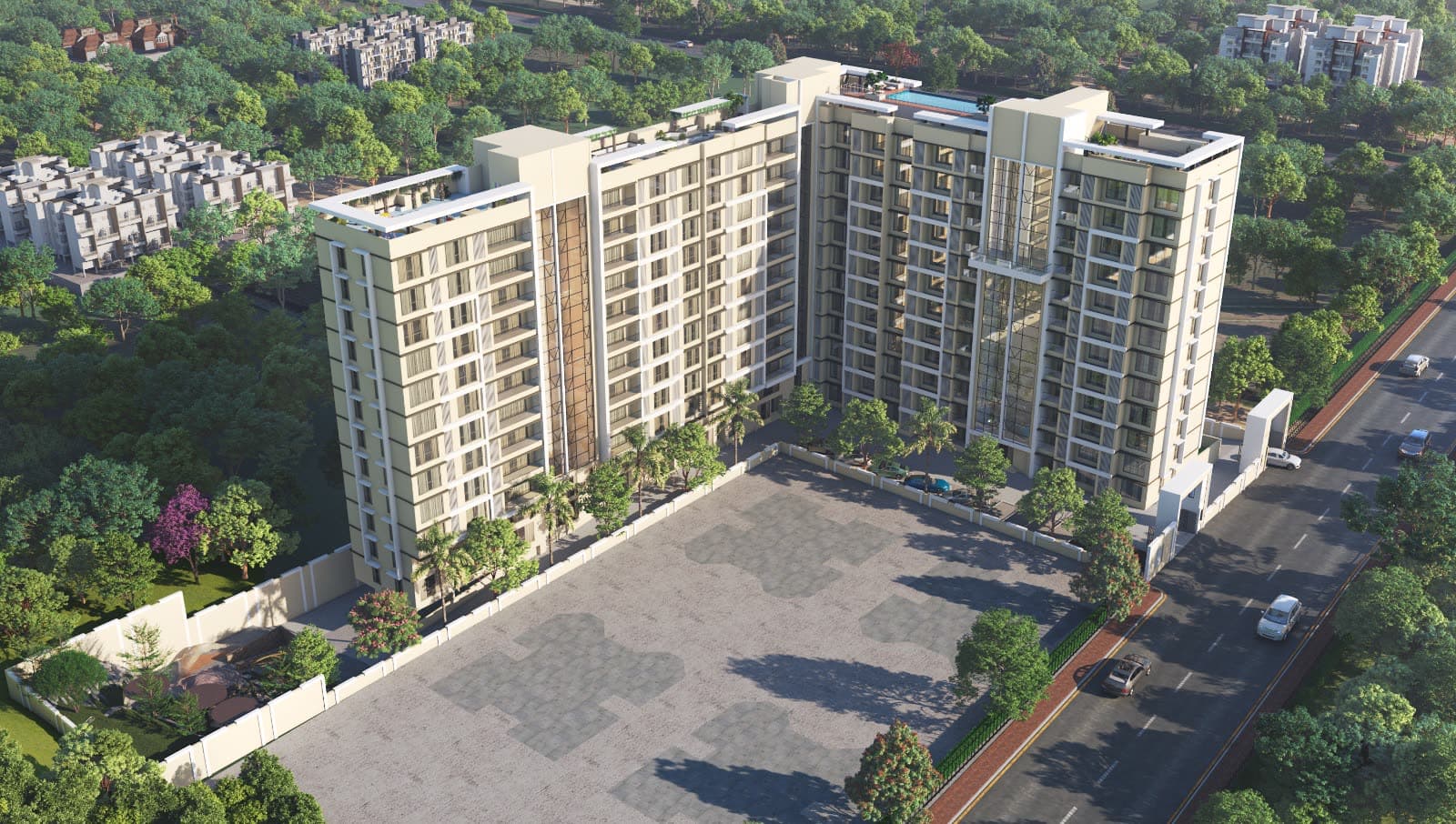 Aerial view of The Luxe Towers